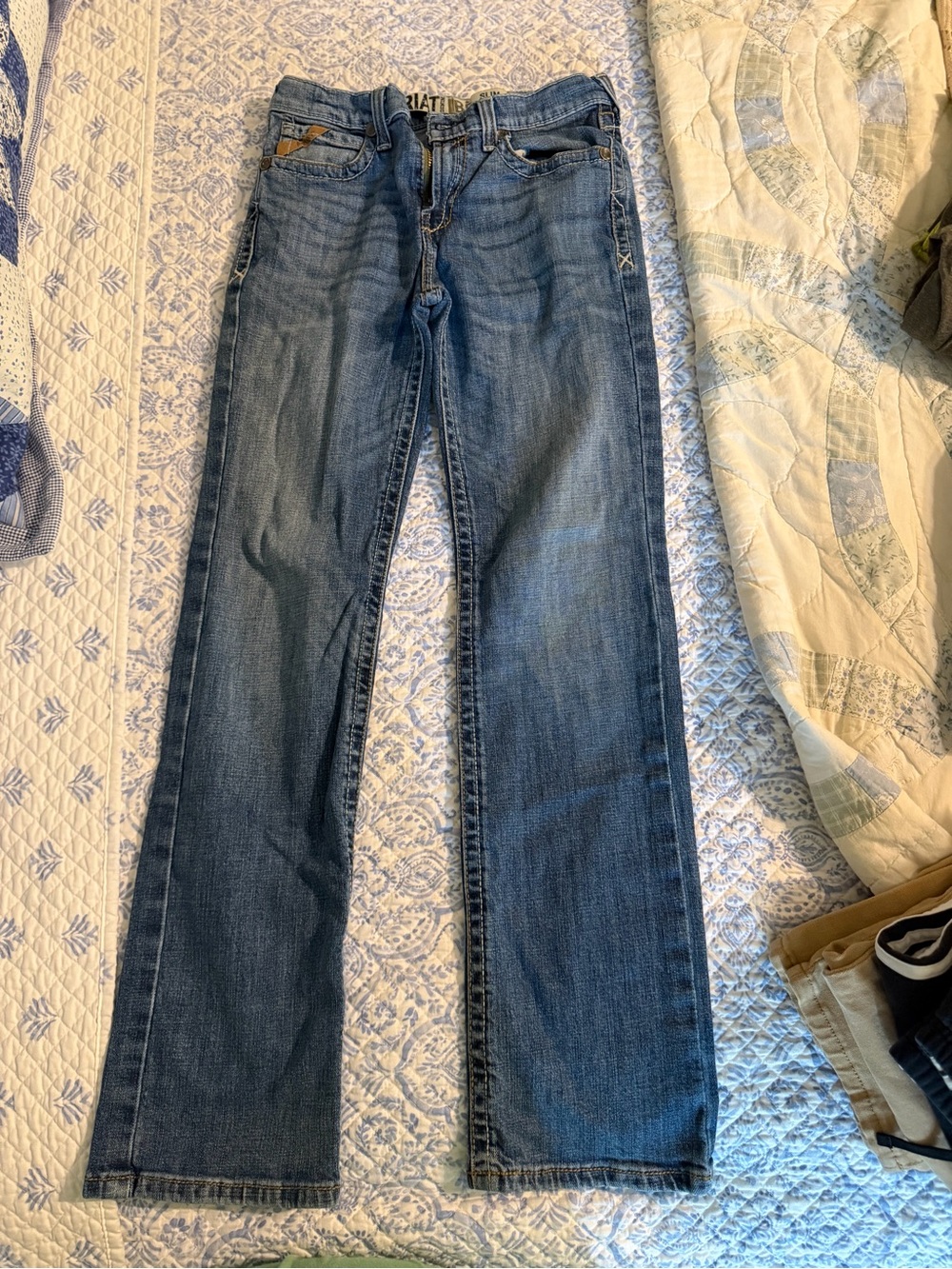 Ariat Blue Jeans size 16 boys, slim fit straight leg that stack over boots